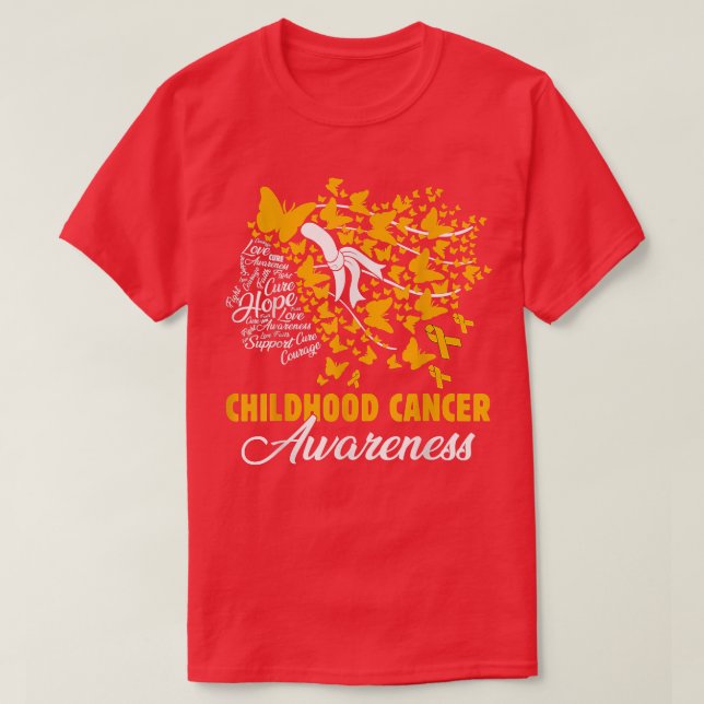 Hope Love Cure Butterflies Childhood Cancer Awaren T-Shirt (Design Front)