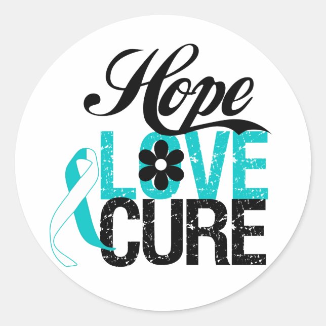 Hope Love Cure CERVICAL CANCER Gifts Classic Round Sticker (Front)