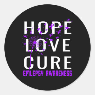 Hope Love Cure Epilepsy Awareness Classic Round Sticker