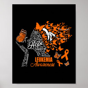 Hope Love Cure Leukaemia Awareness Day Butterfly H Poster