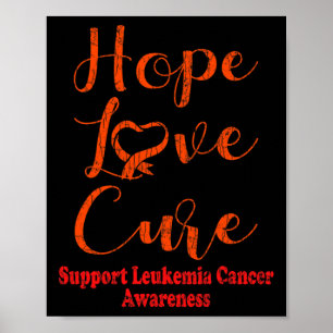Hope Love Cure Leukaemia Awareness Happy Ribbon Gr Poster