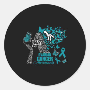 Hope Love Cure Ovarian Cancer Awareness Butterfly Classic Round Sticker
