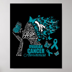 Hope Love Cure Ovarian Cancer Awareness Butterfly Poster