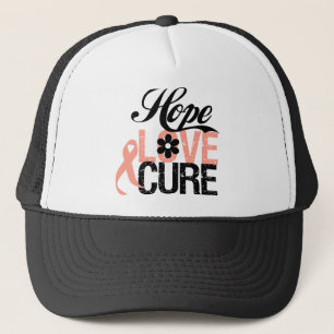 HOPE LOVE CURE Uterine Cancer Gifts Trucker Hat