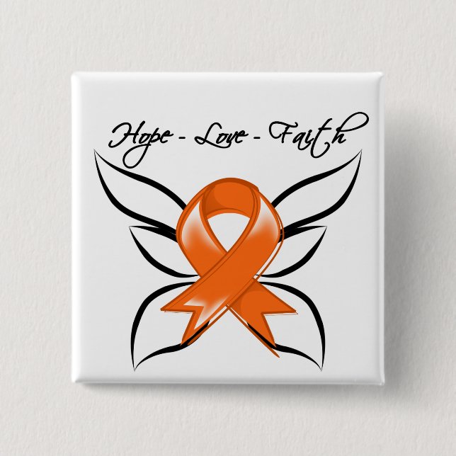 Hope Love Faith Butterfly - Multiple Sclerosis 15 Cm Square Badge (Front)