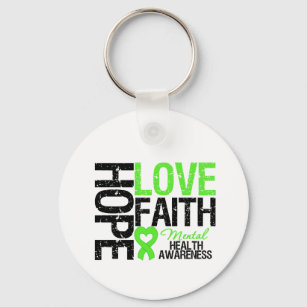 Hope Love Faith Mental Health Awareness Key Ring