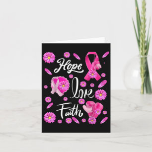 Hope Love Faith Pink Butterflies Cancer Awareness  Card