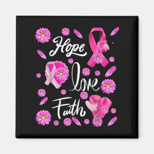 Hope Love Faith Pink Butterflies Cancer Awareness Magnet