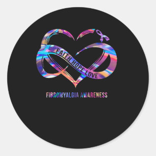 Hope Love Fibromyalgia Awareness 2  Classic Round Sticker