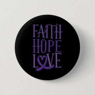 Hope Love - Fibromyalgia Awareness Support Purple 6 Cm Round Badge