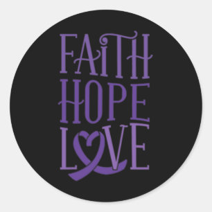 Hope Love - Fibromyalgia Awareness Support Purple  Classic Round Sticker