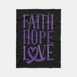 Hope Love - Fibromyalgia Awareness Support Purple Fleece Blanket