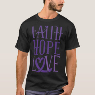 Hope Love - Fibromyalgia Awareness Support Purple T-Shirt