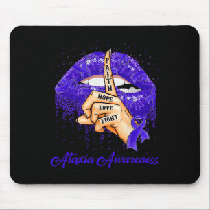 Hope Love Fight Blue Ribbon Ataxia Awareness Mouse Pad
