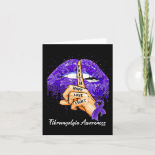 Hope Love Fight Purple Ribbon Fibromyalgia Awarene Card