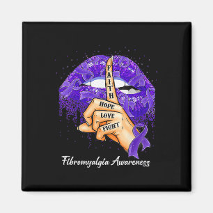 Hope Love Fight Purple Ribbon Fibromyalgia Awarene Magnet