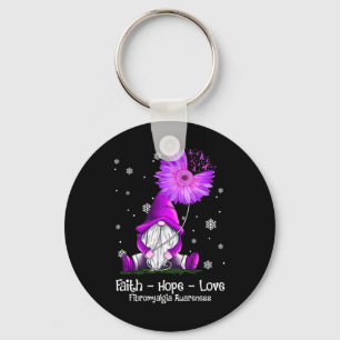 Hope Love Gnome Sunflower Fibromyalgia Awareness Key Ring