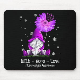 Hope Love Gnome Sunflower Fibromyalgia Awareness Mouse Pad