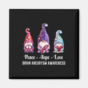 Hope Love Gnomes Brain Aneurysm Awareness Magnet