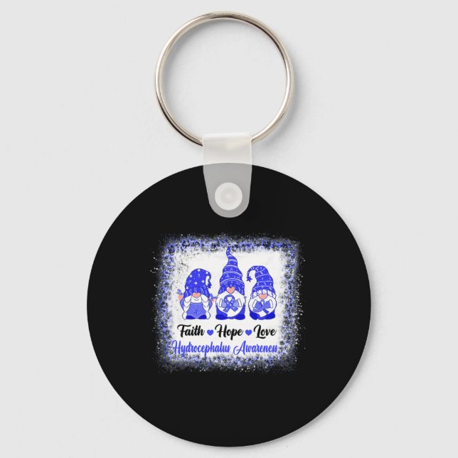 Hope Love Gnomes Hydrocephalus Awareness Leopard  Key Ring (Front)