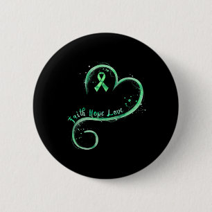 Hope Love Green Ribbon Mental Health Awareness 6 Cm Round Badge