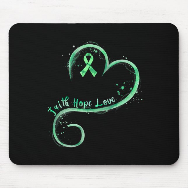 Hope Love Green Ribbon Mental Health Awareness  Mouse Pad (Front)