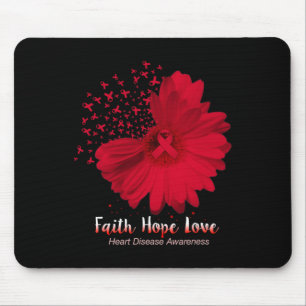 Hope Love Heart Disease Awareness Sunflower Mouse Pad