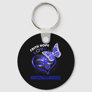 Hope Love Hydrocephalus Awareness Heart Butterfly Key Ring
