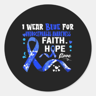 Hope Love I Wear Blue For Hydrocephalus Awareness Classic Round Sticker