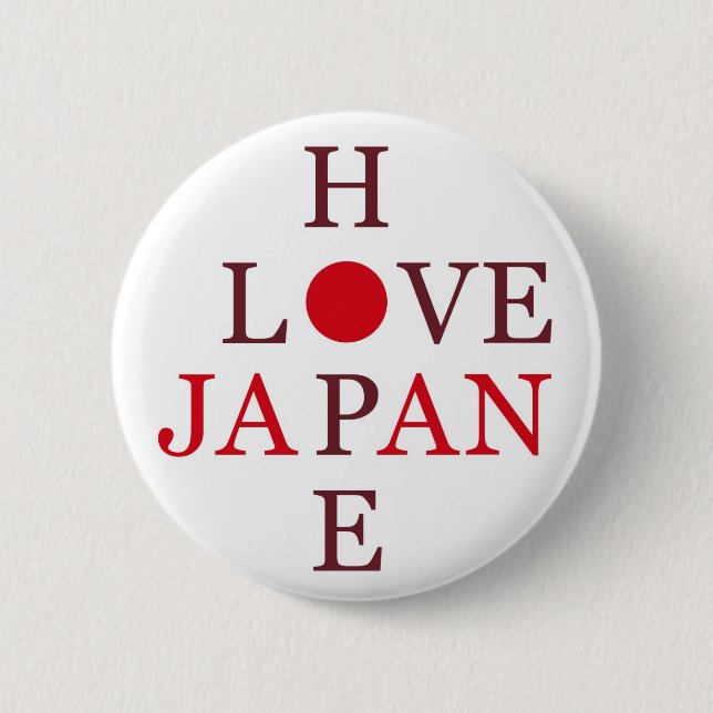 HOPE LOVE JAPAN 6 CM ROUND BADGE (Front)