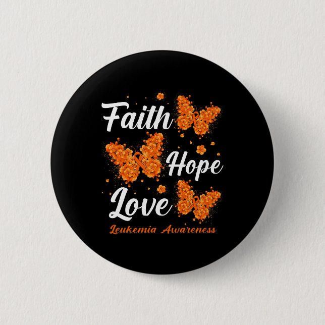 Hope Love Leukaemia Awareness Butterfly  6 Cm Round Badge (Front)