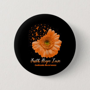 Hope Love Leukaemia Awareness Flower Be Strong 6 Cm Round Badge