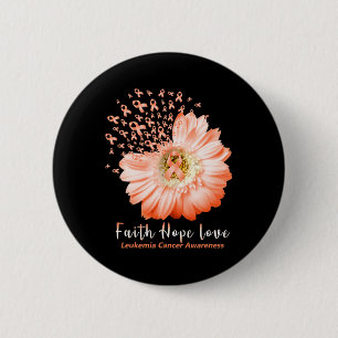 Hope Love Leukaemia Awareness Orange Ribbon Daisy 6 Cm Round Badge