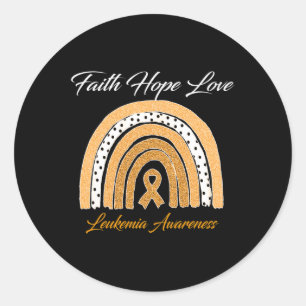 Hope Love Leukaemia Awareness Ribbon Orange Rainbo Classic Round Sticker