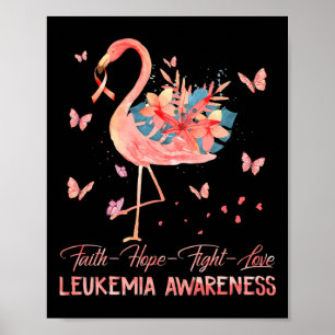 Hope Love Pink Flamingo Breast Leukaemia Awareness Poster