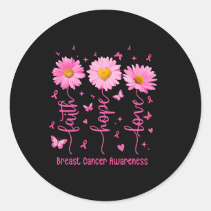 Hope Love Pink Ribbon Breast Cancer Awareness Dais Classic Round Sticker