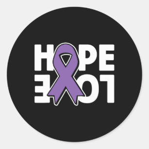 Hope Love Purple Ribbon Heimerheimer´s Awareness  Classic Round Sticker