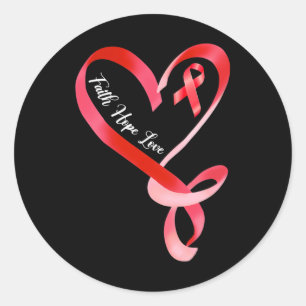 Hope Love Red Ribbon Heart Disease Awareness 1  Classic Round Sticker