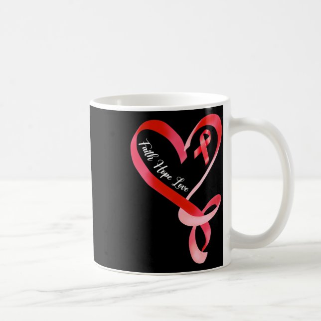 Hope Love Red Ribbon Heart Disease Awareness 1  Coffee Mug (Right)