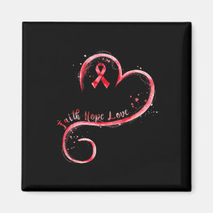 Hope Love Red Ribbon Heart Disease Awareness Magnet