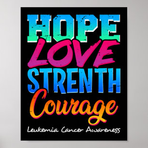 Hope Love Strength Courage - Leukaemia Cancer Awar Poster