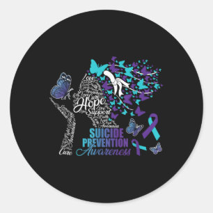 Hope Love Suicide Prevention Awareness Butterfly H Classic Round Sticker
