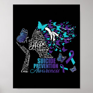 Hope Love Suicide Prevention Awareness Butterfly H Poster