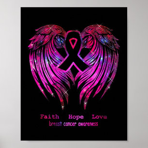 Hope Love Wings Breast Cancer Awareness  Poster
