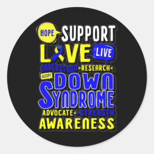 Hope Love World Down Syndrome Day Women Kids Classic Round Sticker