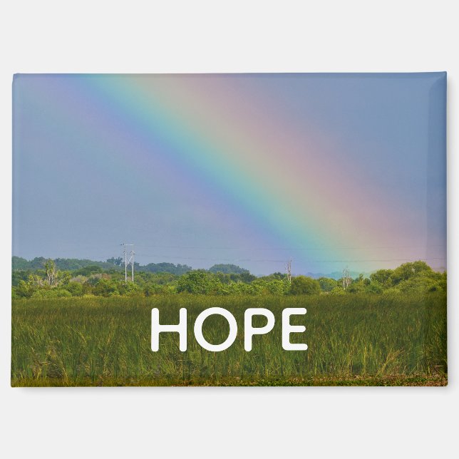 HOPE magnet with image of a rainbow over a field (Front)