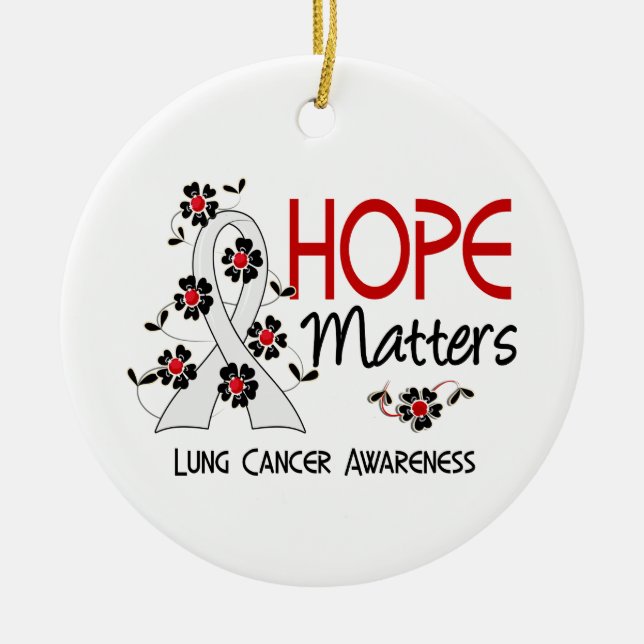Hope Matters 3 Lung Cancer Ceramic Ornament (Front)