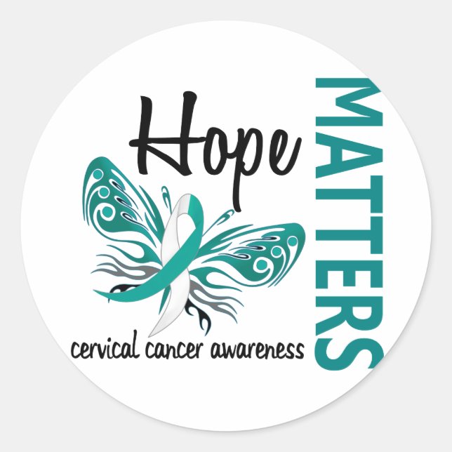 Hope Matters Butterfly Cervical Cancer Classic Round Sticker (Front)