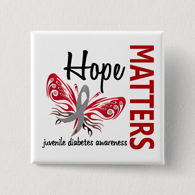 Hope Matters Butterfly Juvenile Diabetes 15 Cm Square Badge (Front)