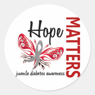 Hope Matters Butterfly Juvenile Diabetes Classic Round Sticker